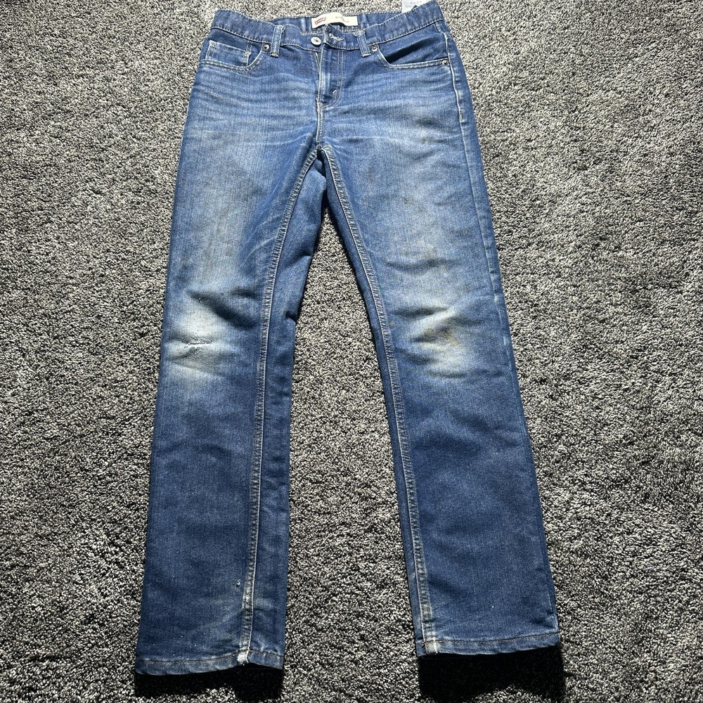 Levis 511 Jeans Womens 28x30 Blue Slim Straight Stretch Denim Distressed Knee‎